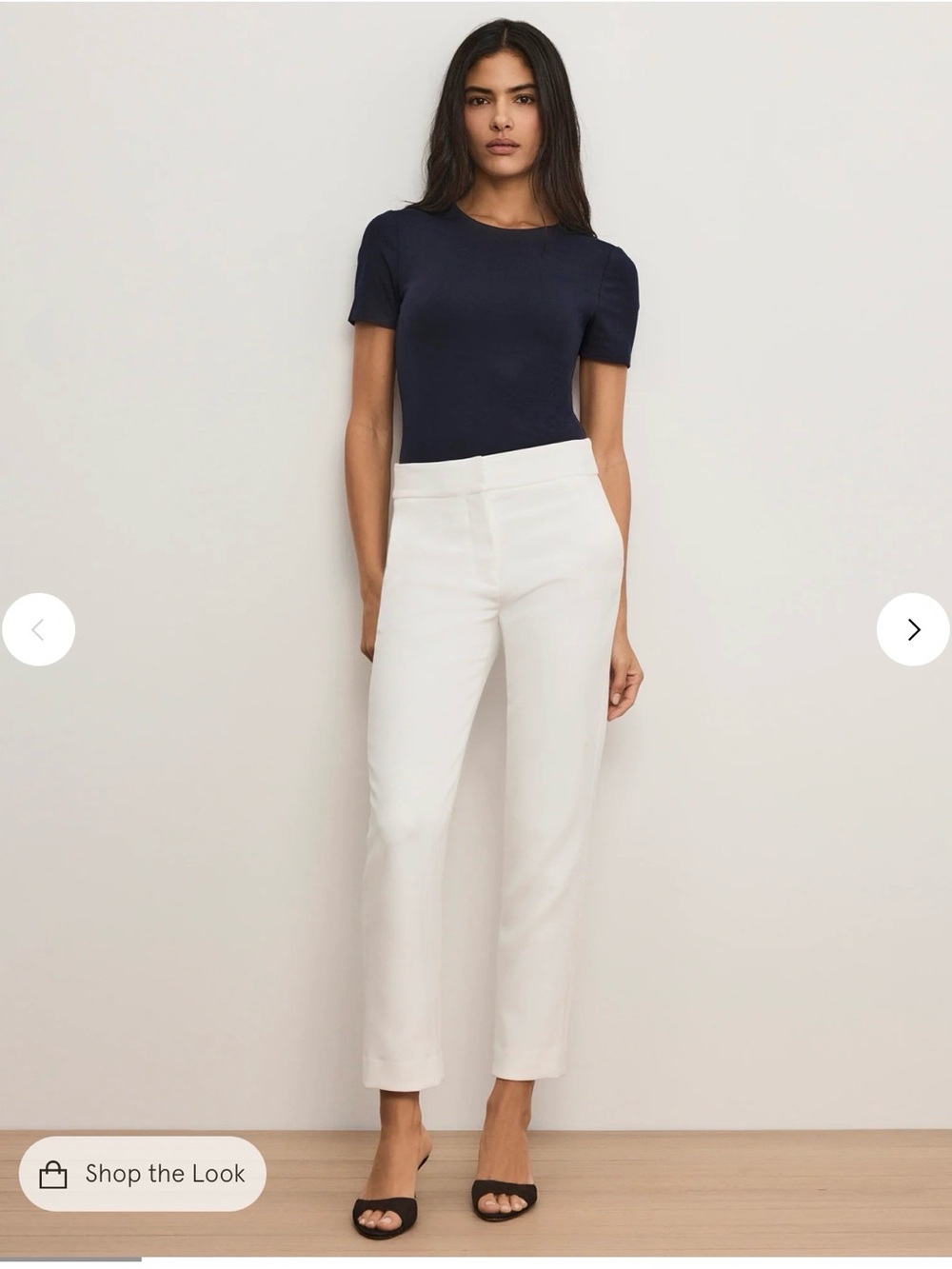 Veronica Beard Navy & White Cropped Straight Trousers